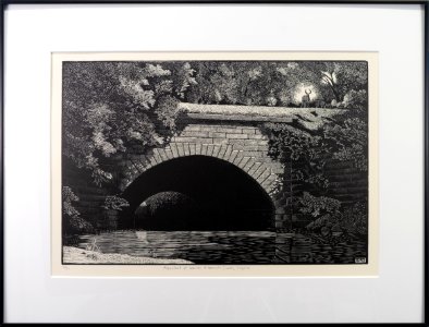 552 | M. Alexander Gray | Aqueduct at Warren, Albemarle County, Virginia | Woodcut Print | 19x25