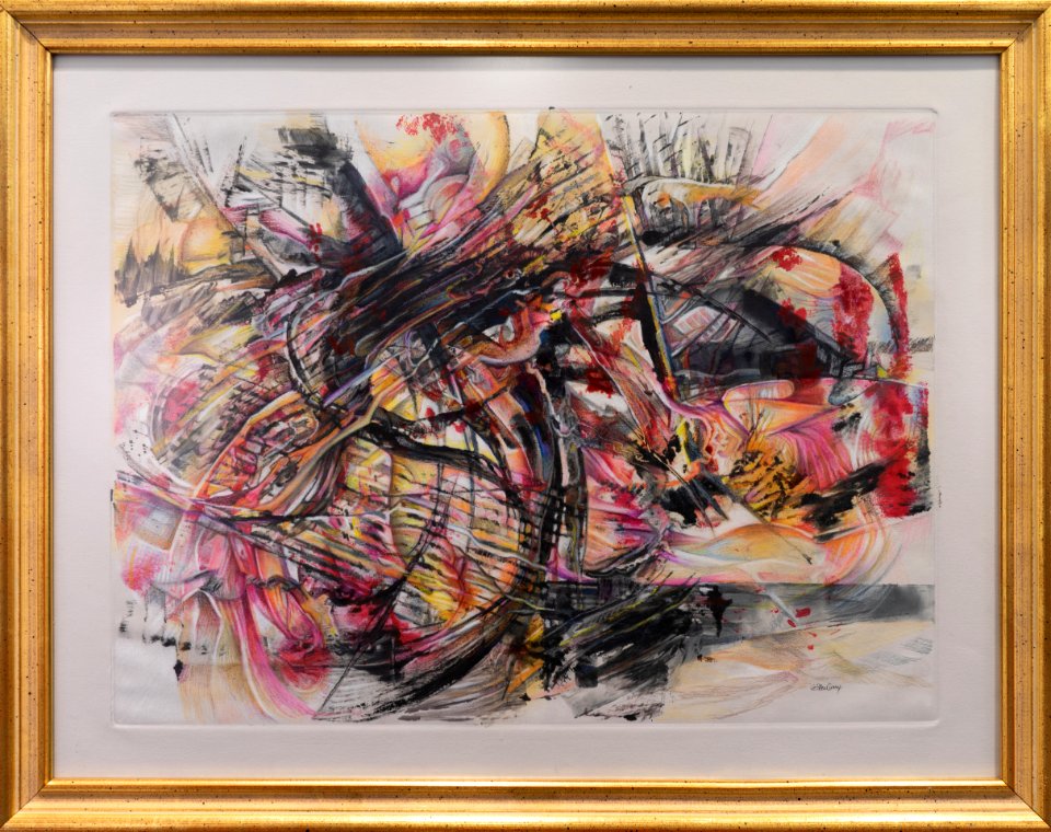 362 | Betsy LeBleu Curry | Music Undertones | Monotype with Colored Pencils and Ink | 24x30