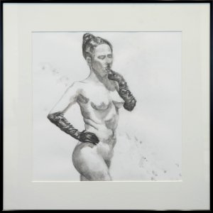 088 | Cindi Lewis | Long Black Gloves | Drawing | 21x21