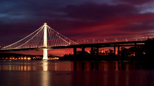Bay Bridge lit up, from Yerba Buena Island