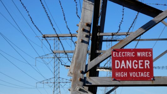 Powerlines on a Clear Winter Morning photo