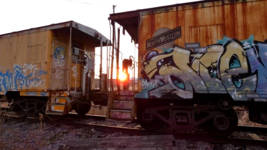 Abandoned Train on a Frosty Morning