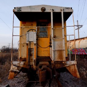 Abandoned Train on a Frosty Morning