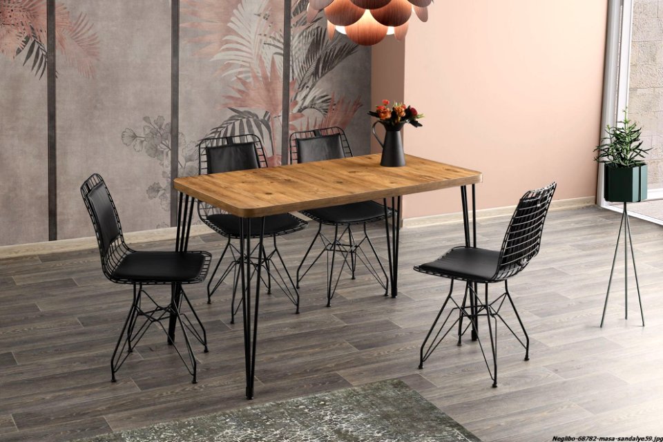 120x70 Wire Table and Wire Chair-01
