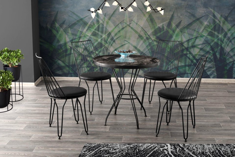 Round Wire Table and Island Chair-01