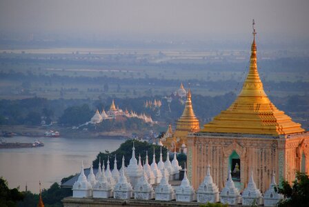 Myanmar landscape stupa photo