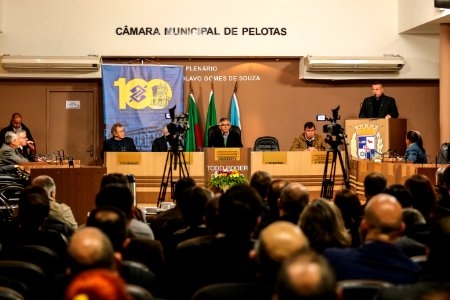 11.07.2018 Sessão solene da Câmara aos 100 anos Banco do Brasil em Pelotas - Fotos Gustavo Mansur