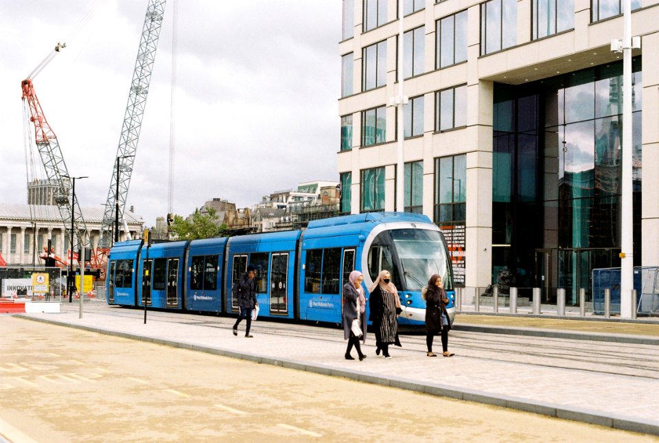 West Midlands tram entering Library terminus