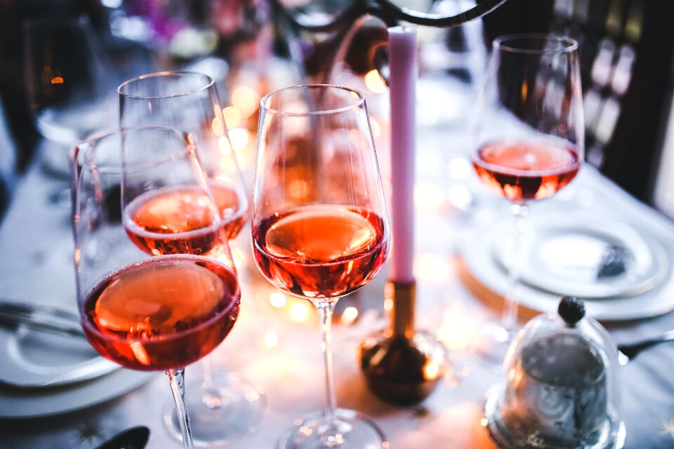 Glasses pink table