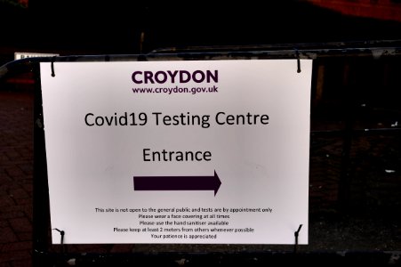 Covid testing centre at Coulsdon library