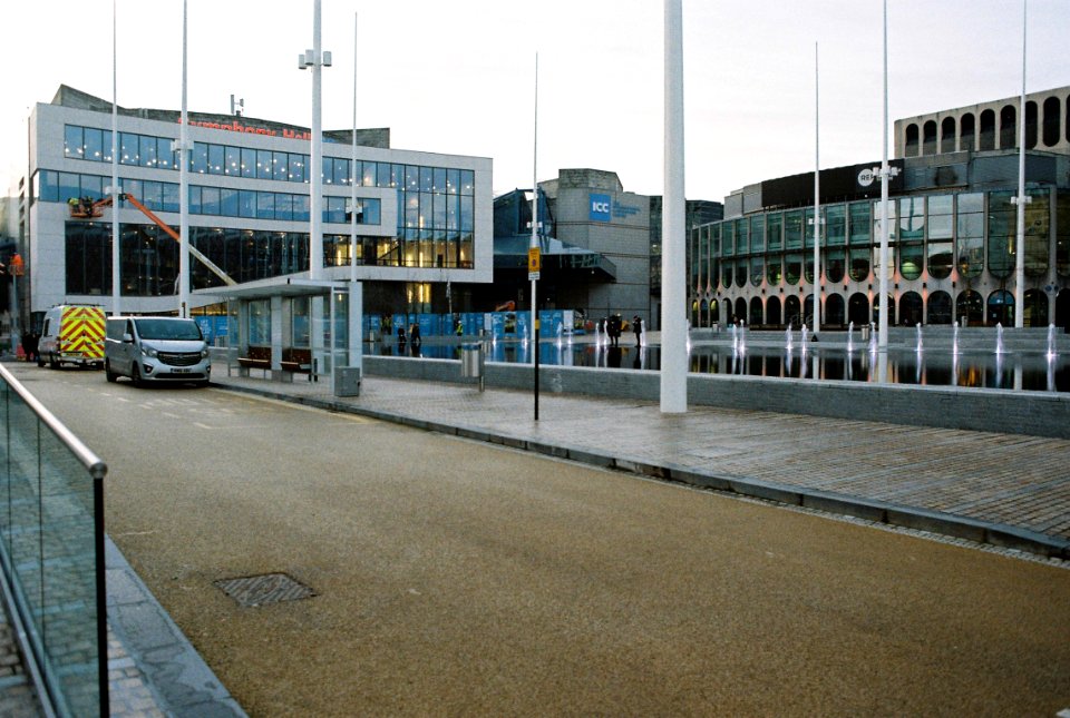 Centenary Square, Birmingham with the Symphony Hall, Convention Centre and Repertory Theatre