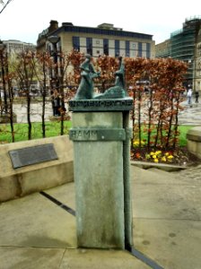 Memorial to victims of the Bradford City stadium fire photo