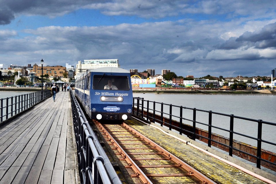 Train near mid-point of Southend pier photo