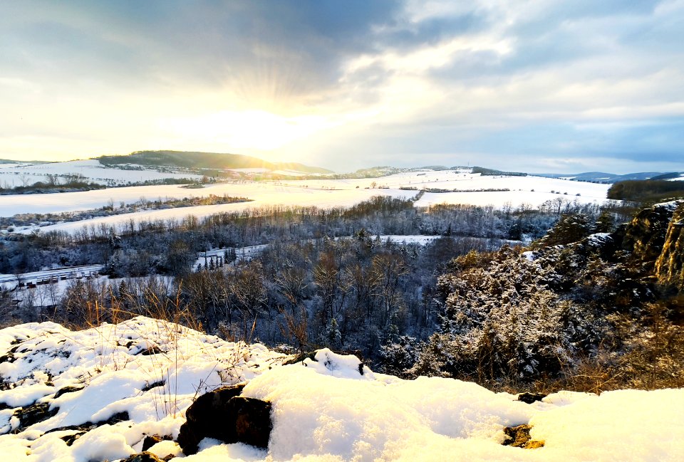 Winter sunset in the Czech Karst