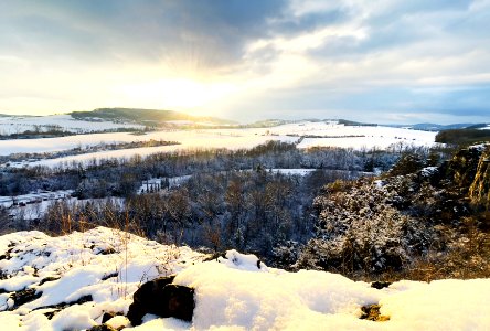 Winter sunset in the Czech Karst photo