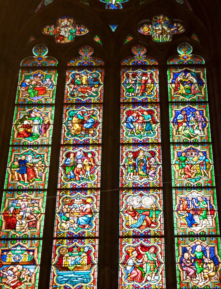 Church window lead glass stained glass window