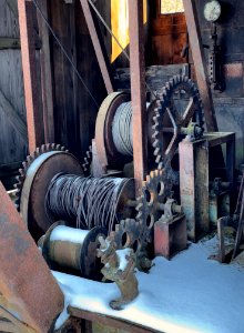 Gears in a steam crane photo