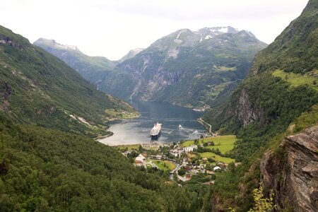 Shipping ship mountain photo