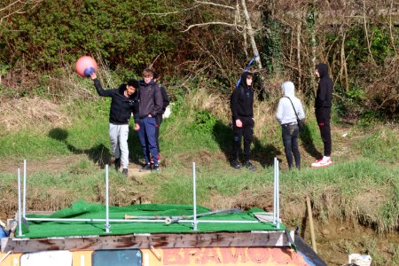 Farewell jesture to the photographer. The River Ouse, Lewes, East Sussex, UK