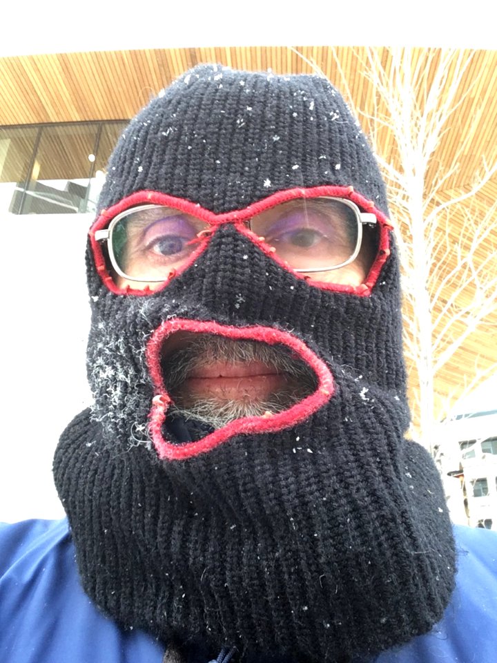 February selfie outside the downtown library.