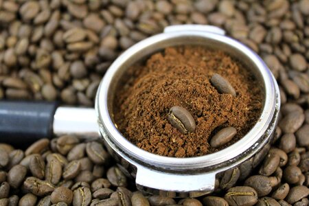 Coffee beans closeup fried