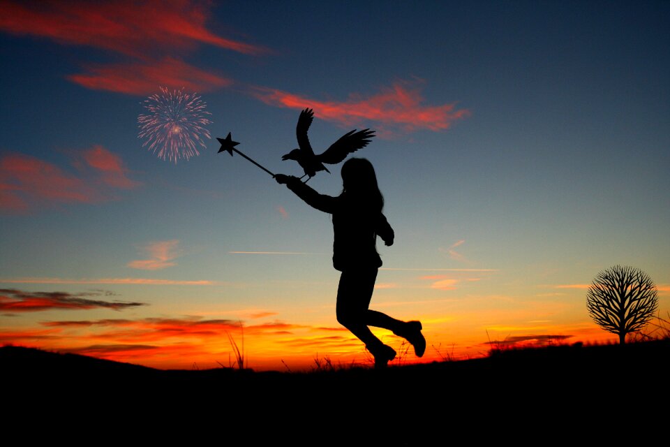 Magic wand halloween sunset