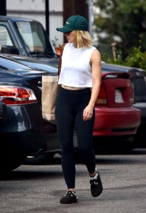 White Crop Top and Black Leggings photo