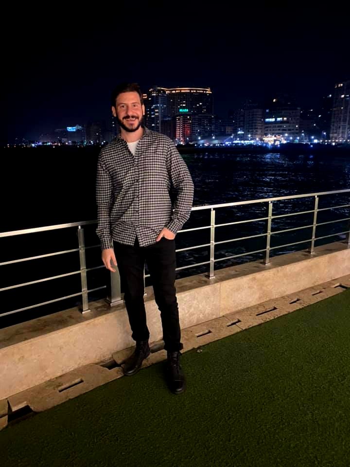 Ali Mansour in Alexandria at night in November in Gleem bay 2020