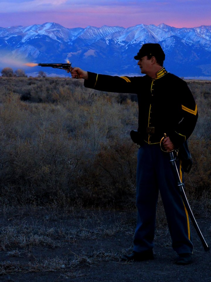 Living History: Cavalry Soldier Firing 1860 Colt Revolver