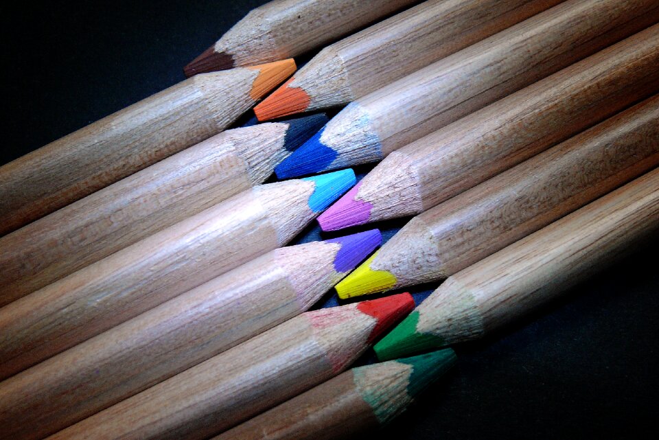 Color colour pencils stacked