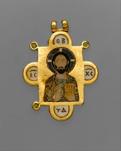 Double Sided Pendant Icon with the Virgin and Christ Pantokrator