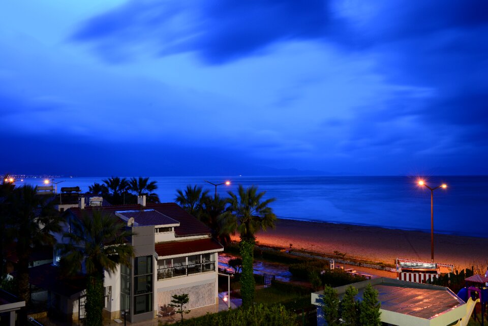 Night view beach blue