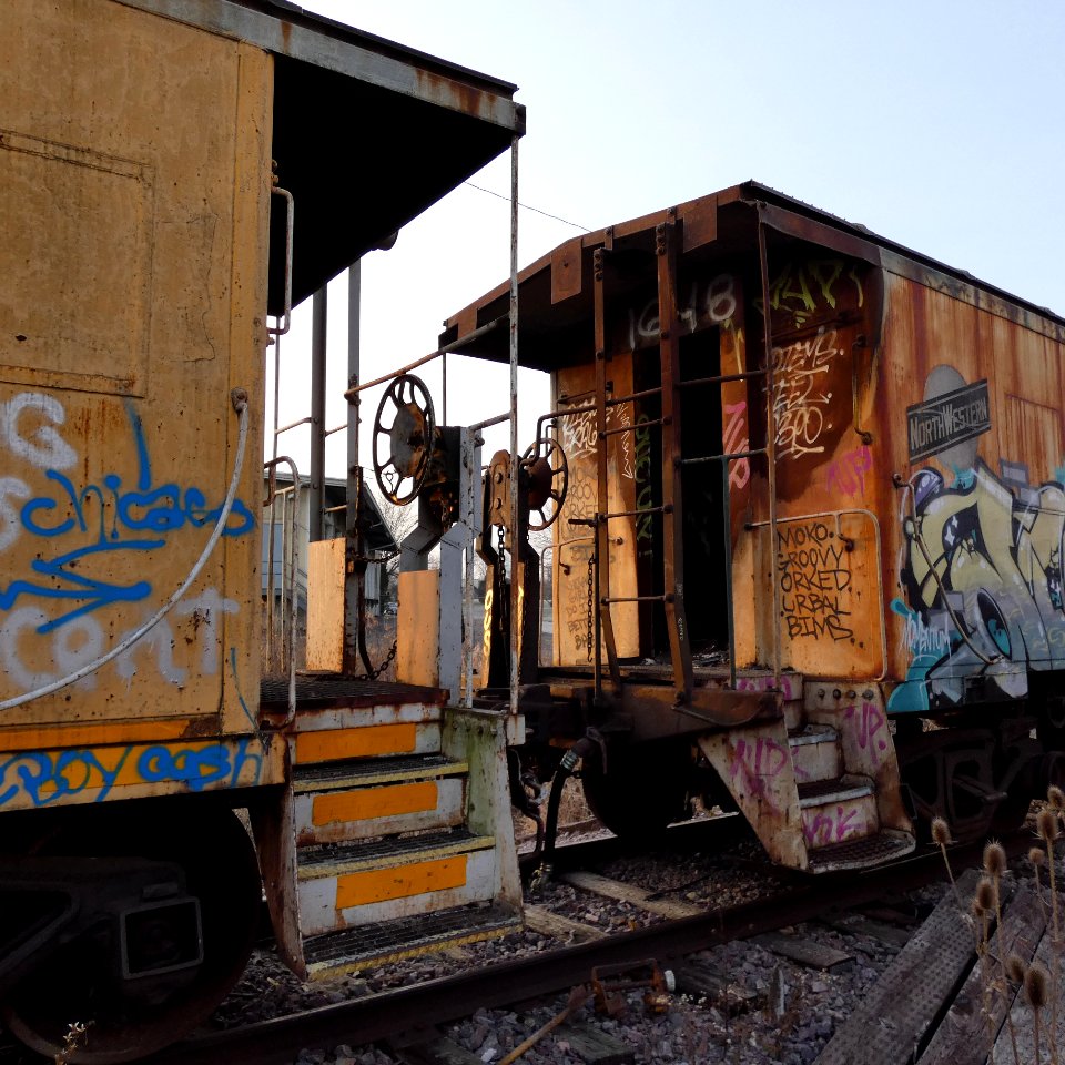 Abandoned Train on a Frosty Morning