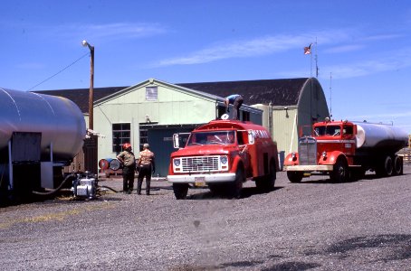 1973. McCall Oil Company delivery. Douglas-fir tussock moth control test. La Grande Fire Center, Oregon. photo