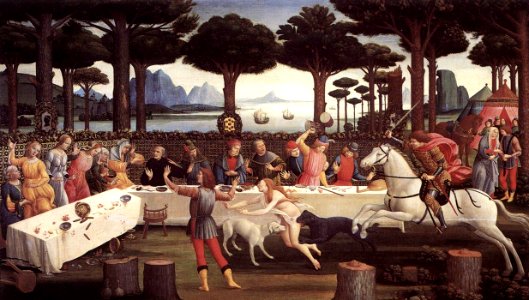 BOTTICELLI, Sandro The Story of Nastagio degli Onesti (third episode) c. 1483