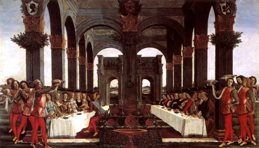 BOTTICELLI, Sandro The Story of Nastagio degli Onesti (fourth episode) c. 1483