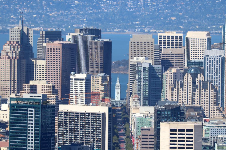 Ferry Building and Market Street from Twin Peaks