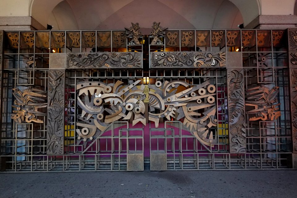 Teatro Regio di Torino art at the front of the building