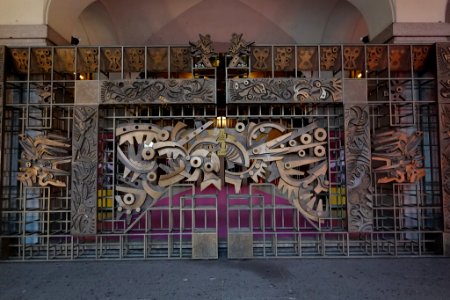 Teatro Regio di Torino art at the front of the building