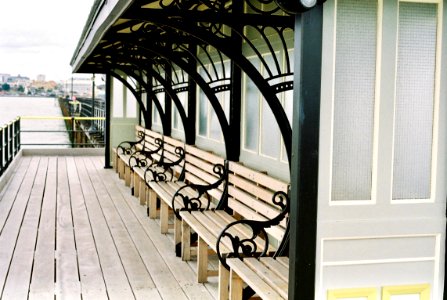 Seats in Southend pier shelter photo