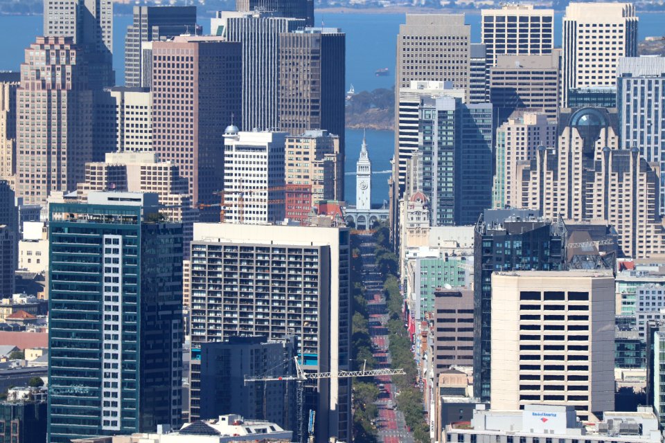 Ferry Building and Market Street from Twin Peaks