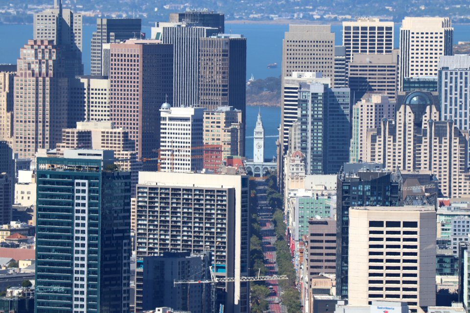 Ferry Building and Market Street from Twin Peaks