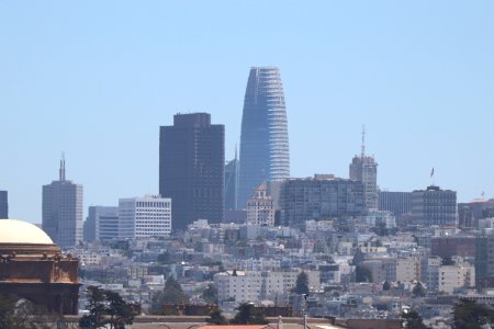 San Francisco from Crissy Field Beach next to the Golden Gate Bridge photo