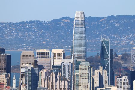 Salesforce Tower and the Bay Bridge from Twin Peaks