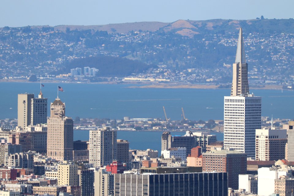 Transamerica Pyramid and Treasure Island from Twin Peaks