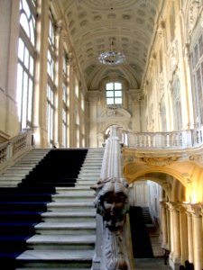 Detail of a stairwell and relief in Palazzo madama