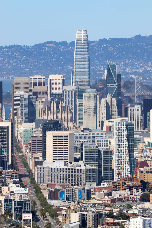 Salesforce Tower and the Bay Bridge from Twin Peaks