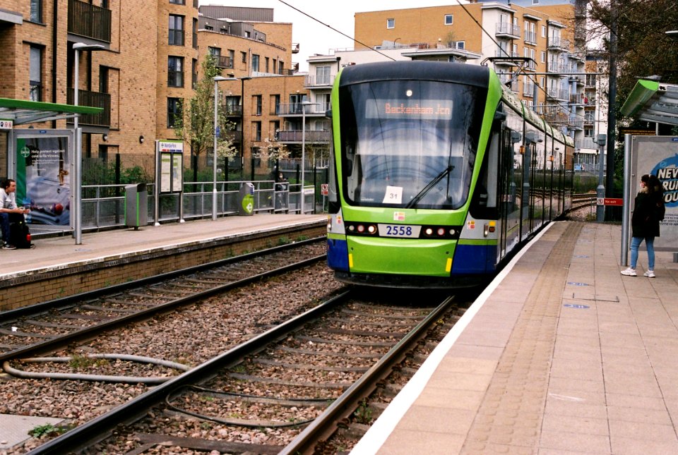 Croydon tram 2558 at Wandle Park