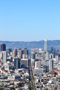 Salesforce Tower, Market Street and the Ferry Building from Twin Peaks