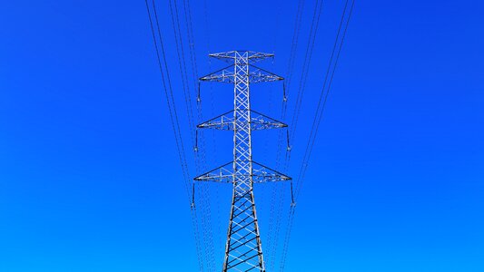 Steel structure electrical transmission lines powerline photo